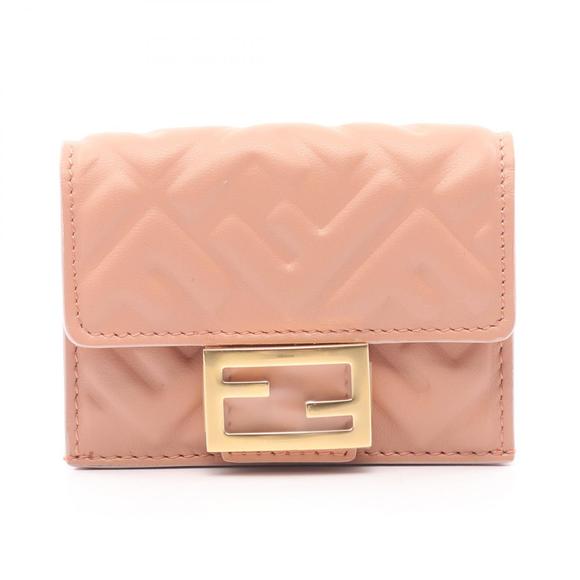 Fendi Pink Leather Wallet Tri FF Baguette - Picture 2 of 4